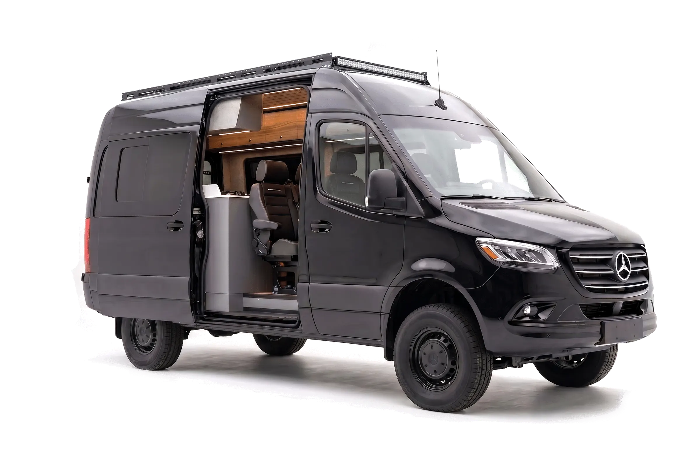 Front three-quarter view of the Kinabalu Core with the sliding door open