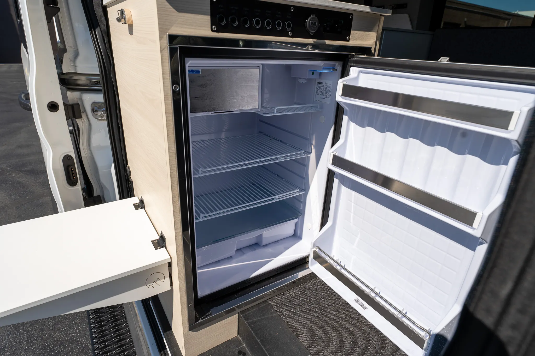 The Isotherm fridge with its door open